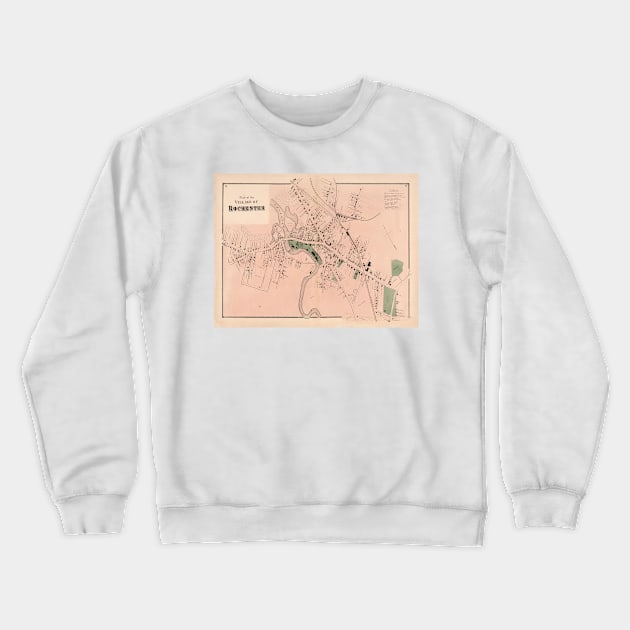 Old Rochester NH Map (1871) Vintage Lilac City New Hampshire City & Street Atlas Crewneck Sweatshirt by Bravuramedia